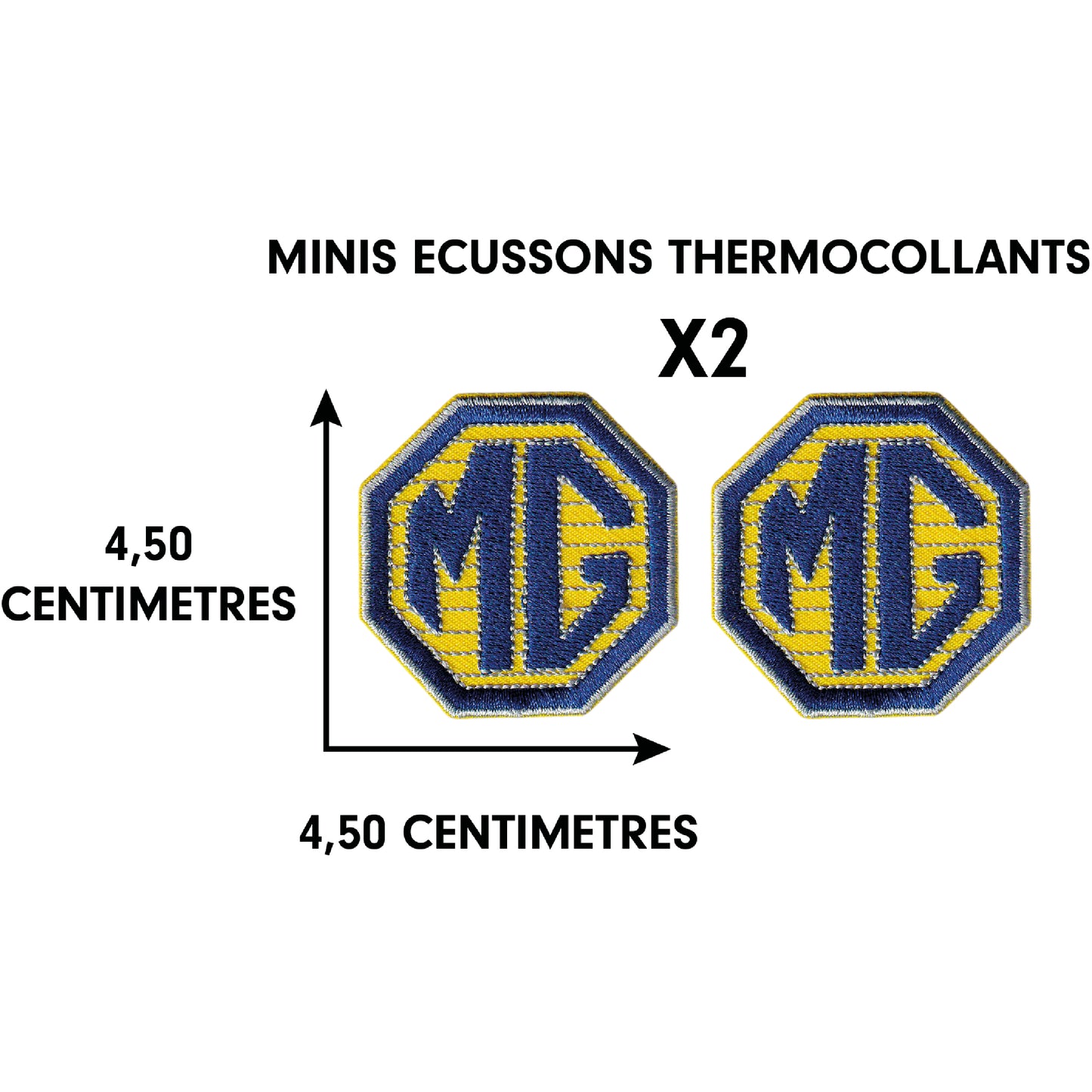 MAXIMUMPATCHES - Minis Écussons Thermocollants X2 - Dim 4,5 cm x 4,5 cm - Automobile Moto Voiture Course Angleterre Royaume-Uni Super car Combinaison Pilote Gt A B Midget Mg Morris Garage