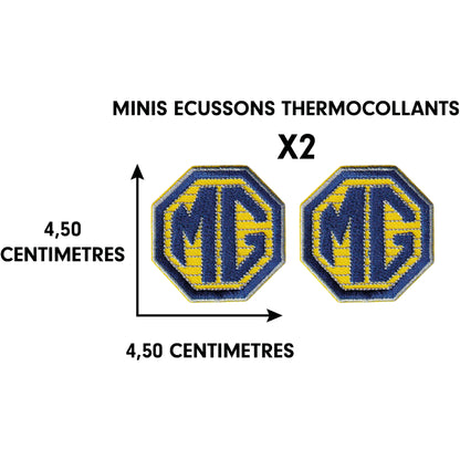 MAXIMUMPATCHES - Minis Écussons Thermocollants X2 - Dim 4,5 cm x 4,5 cm - Automobile Moto Voiture Course Angleterre Royaume-Uni Super car Combinaison Pilote Gt A B Midget Mg Morris Garage