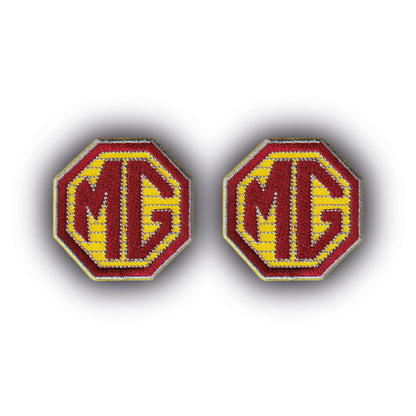 MAXIMUMPATCHES - Minis Écussons Thermocollants X2 - Dim 4,5 cm x 4,5 cm - Mg morris garage Automobile Moto Voiture Course Angleterre Royaume-Uni Super car Combinaison Pilote Gt A B Midget