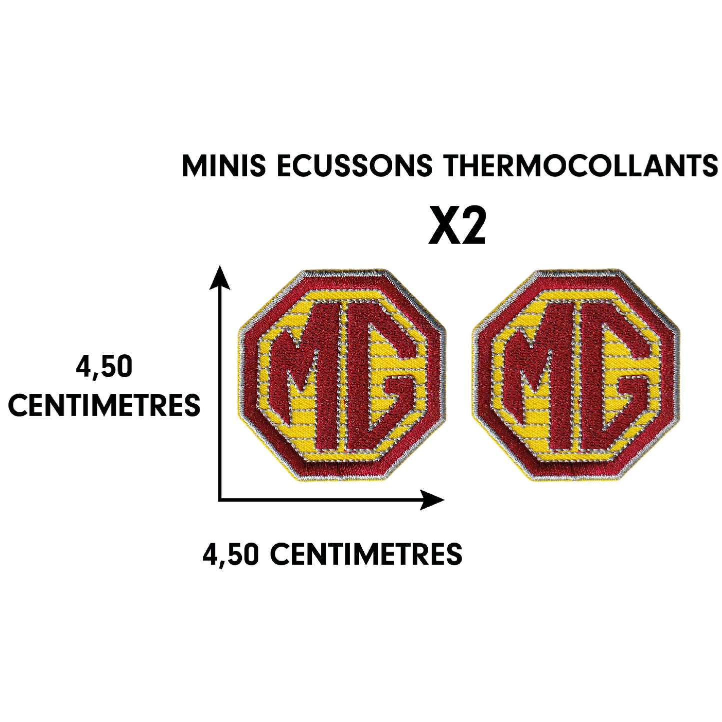 MAXIMUMPATCHES - Minis Écussons Thermocollants X2 - Dim 4,5 cm x 4,5 cm - Mg morris garage Automobile Moto Voiture Course Angleterre Royaume-Uni Super car Combinaison Pilote Gt A B Midget