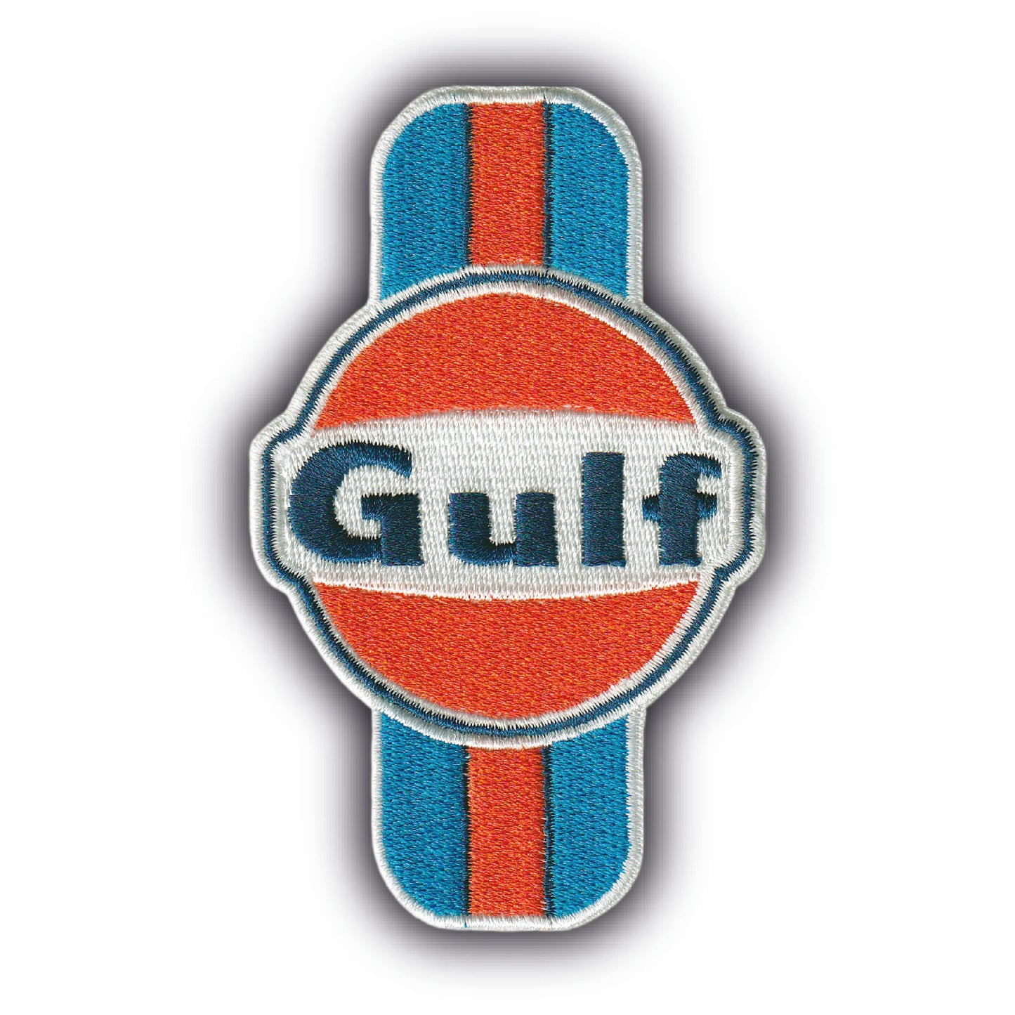 MAXIMUMPATCHES - Ecusson Patch Brodé Thermocollant - Dimension: 10 cm x 6,2 cm - Gulf Automobile Course Circuit Voiture Sport Race Endurance Formule 1 Combinaison Pilote