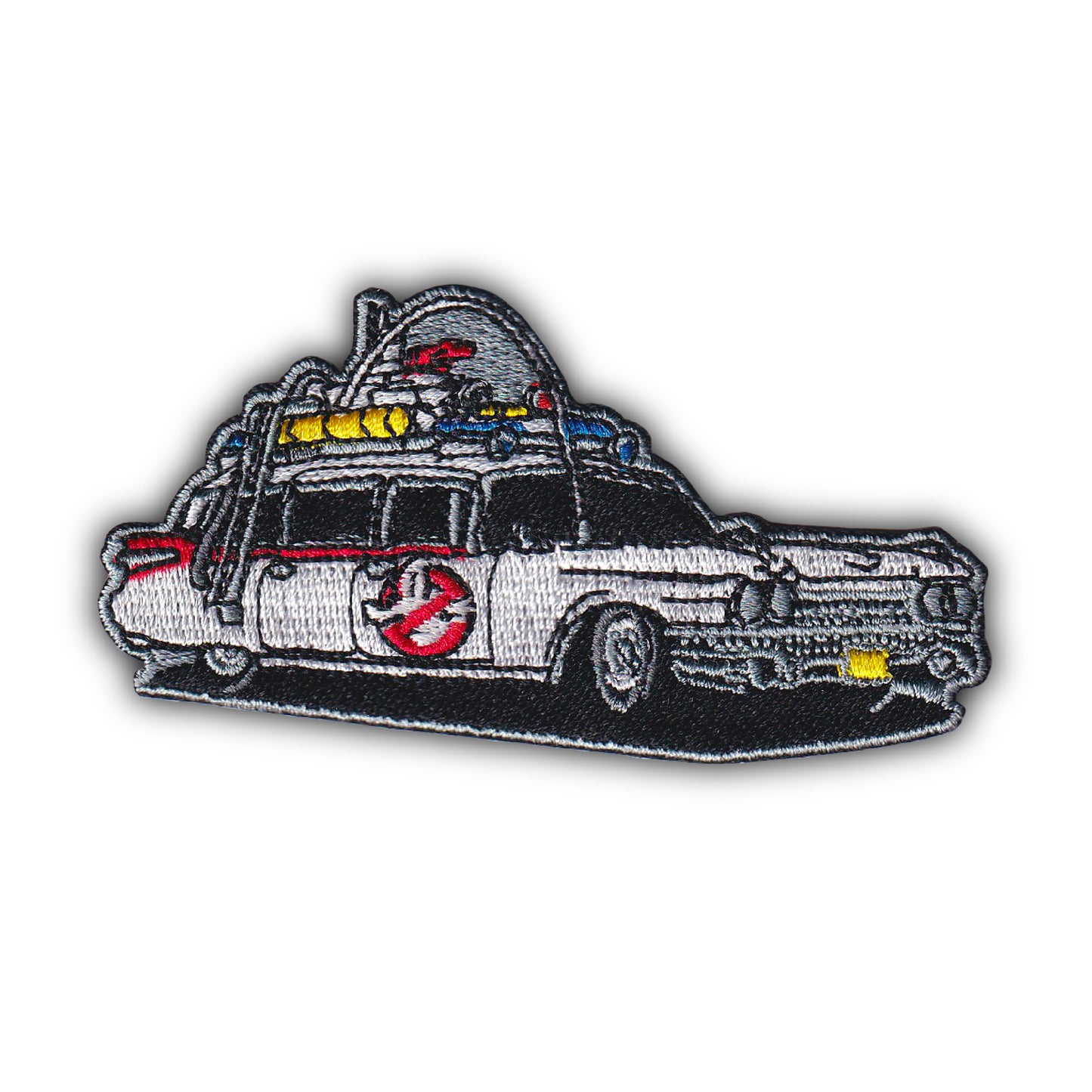 MAXIMUMPATCHES - Ecusson Thermocollant Brodé - 9 cm x 4,5 cm - Patch Ghostbusters Ecto 1 Cadillac Film Rétro Vintage