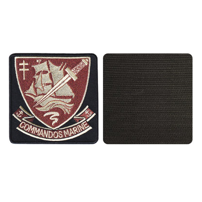 MAXIMUMPATCHES - 9 cm x 9 cm - Ecusson Patch Brodé Avec Scratch Cousu Au Dos + Carré Scratch A Coudre, Face Opposé 10 cm x 10 cm/Commandos Marine Militaire Armée Cos