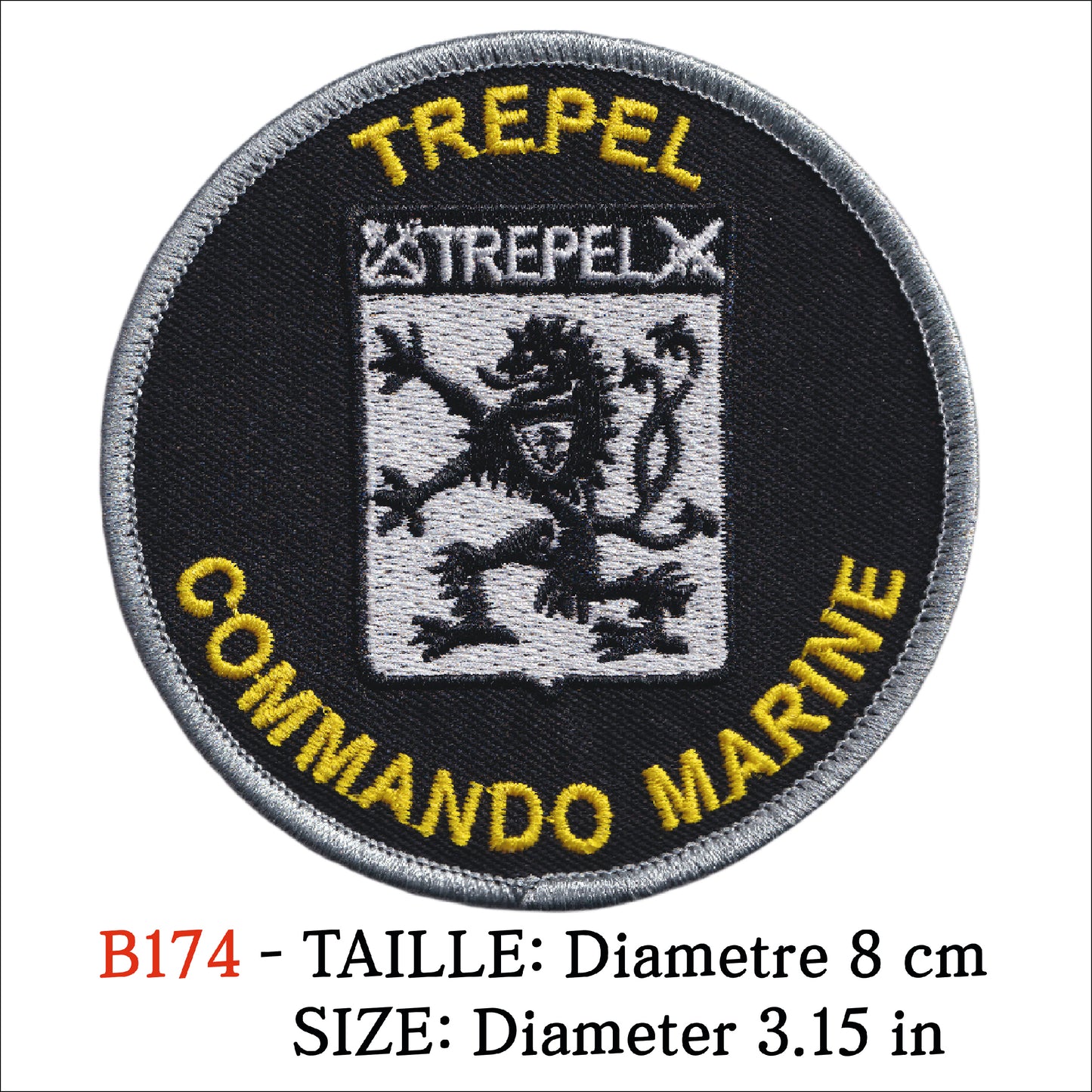 MAXIMUMPATCHES - Ecusson Patch Brodé Thermocollant - Diamètre 8 cm - Commando Marine Trepel Militaire armée