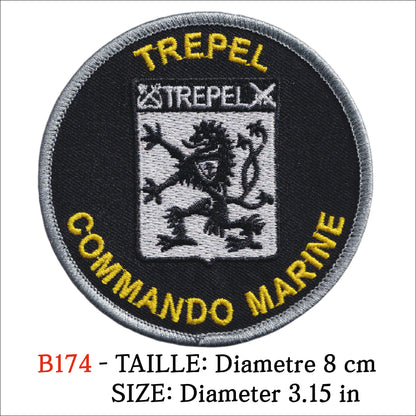 MAXIMUMPATCHES - Ecusson Patch Brodé Thermocollant - Diamètre 8 cm - Commando Marine Trepel Militaire armée