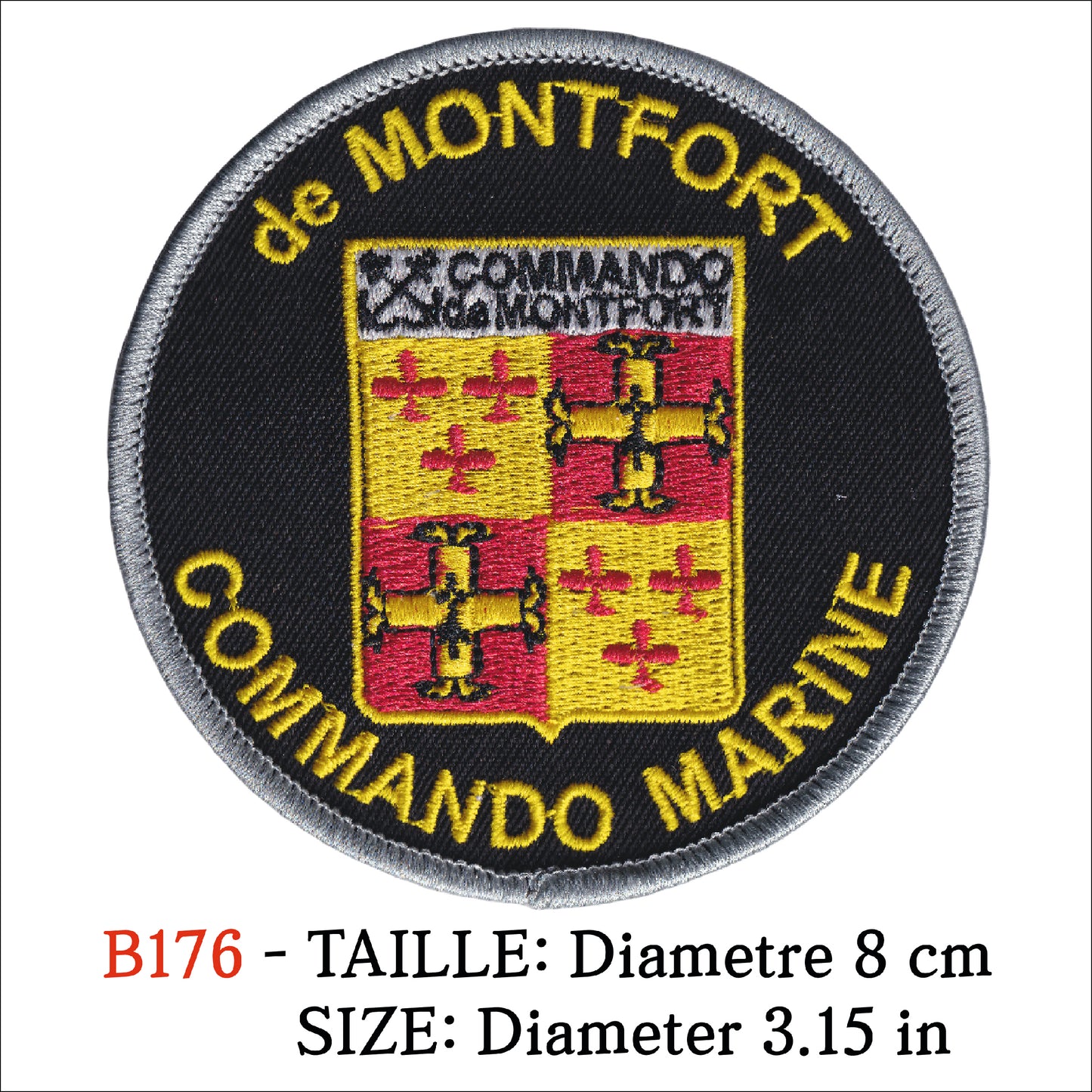 MAXIMUMPATCHES - Ecusson Patch Brodé Thermocollant - Diamètre 8 cm - Commando Marine Montfort Armée Militaire