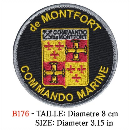 MAXIMUMPATCHES - Ecusson Patch Brodé Thermocollant - Diamètre 8 cm - Commando Marine Montfort Armée Militaire