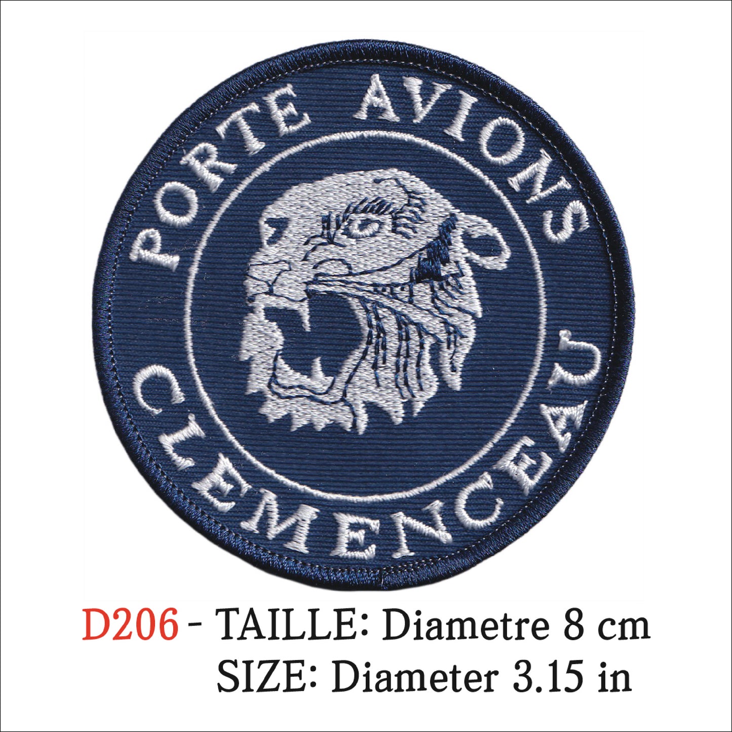 MAXIMUMPATCHES - Ecusson Patch Brodé Thermocollant - Diametre 8 cm - Marine Porte Avions Hélicoptères Armée Militaire Clémenceau