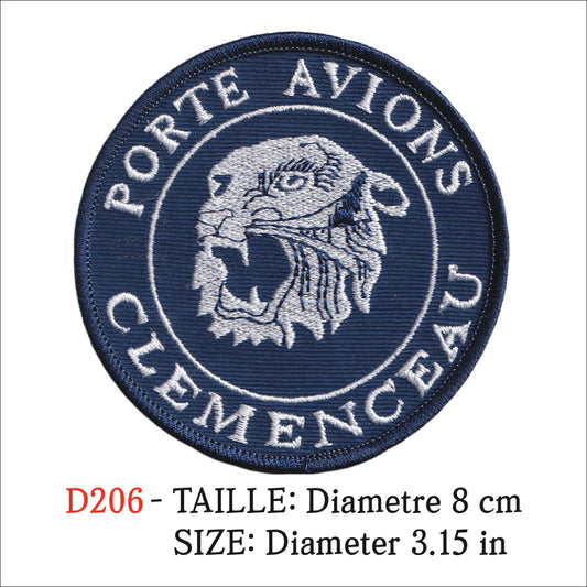 MAXIMUMPATCHES - Ecusson Patch Brodé Thermocollant - Diametre 8 cm - Marine Porte Avions Hélicoptères Armée Militaire Clémenceau