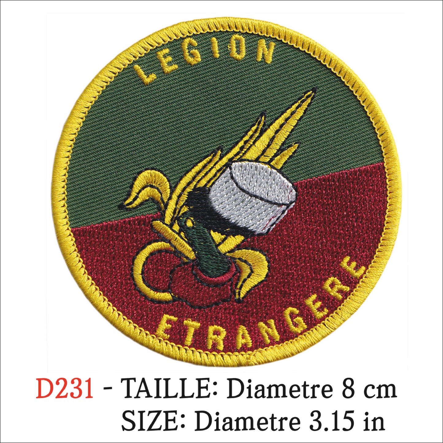 MAXIMUMPATCHES - Ecusson Patch Brodé Thermocollant - Diametre 8 cm - Legion Etrangere