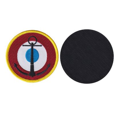 MAXIMUMPATCHES - Diamètre: 8 cm - Ecusson Patch Brodé Avec Scratch Cousu Au Dos + Carré Scratch A Coudre, Face Opposé 10 cm x 10 cm Offert/ Marine Nationale Aéronavale