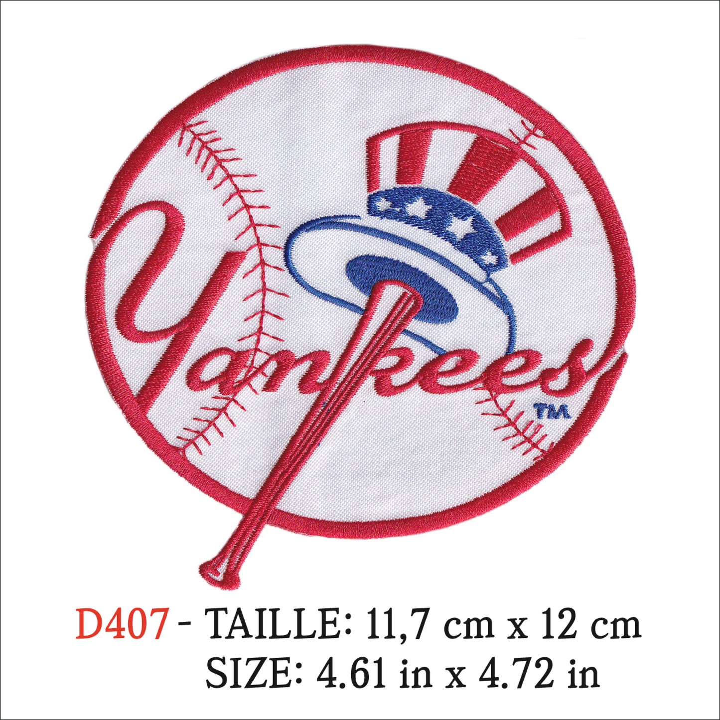 MAXIMUMPATCHES - Ecusson Patch Brodé Thermocollant - 11,7 cm x 12 cm - Baseball Yankees