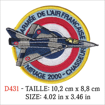MAXIMUMPATCHES - Ecusson Patch Brodé Thermocollant - 10,2 cm x 8,8 cm - Armée Militaire France Avion Mirage
