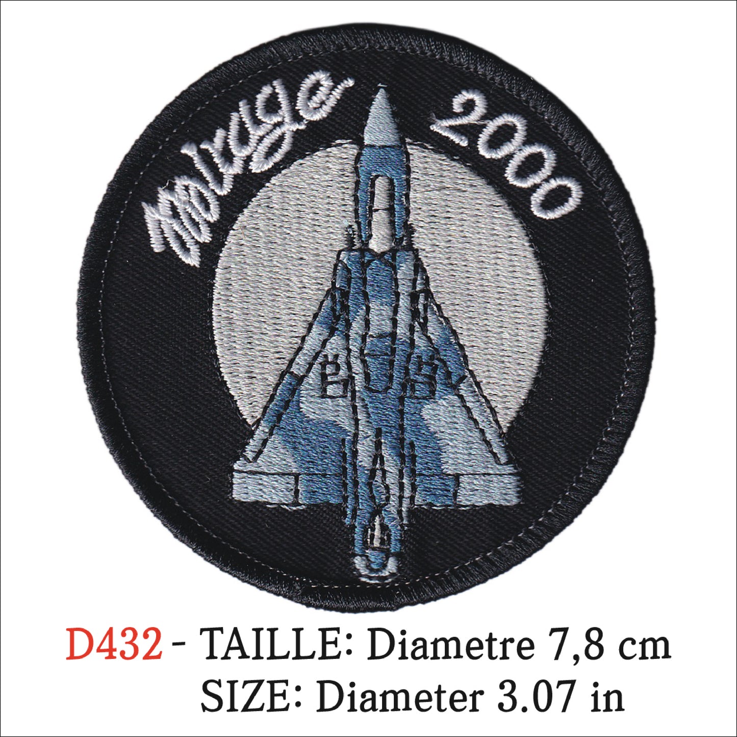 MAXIMUMPATCHES - Ecusson Patch Brodé Thermocollant - Diametre 7,8 cm - Avion Militaire Armée Mirage