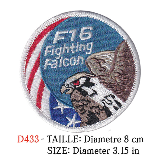 MAXIMUMPATCHES - Ecusson Patch Brodé Thermocollant - Diametre 8 cm - Avion Militaire Armée F16