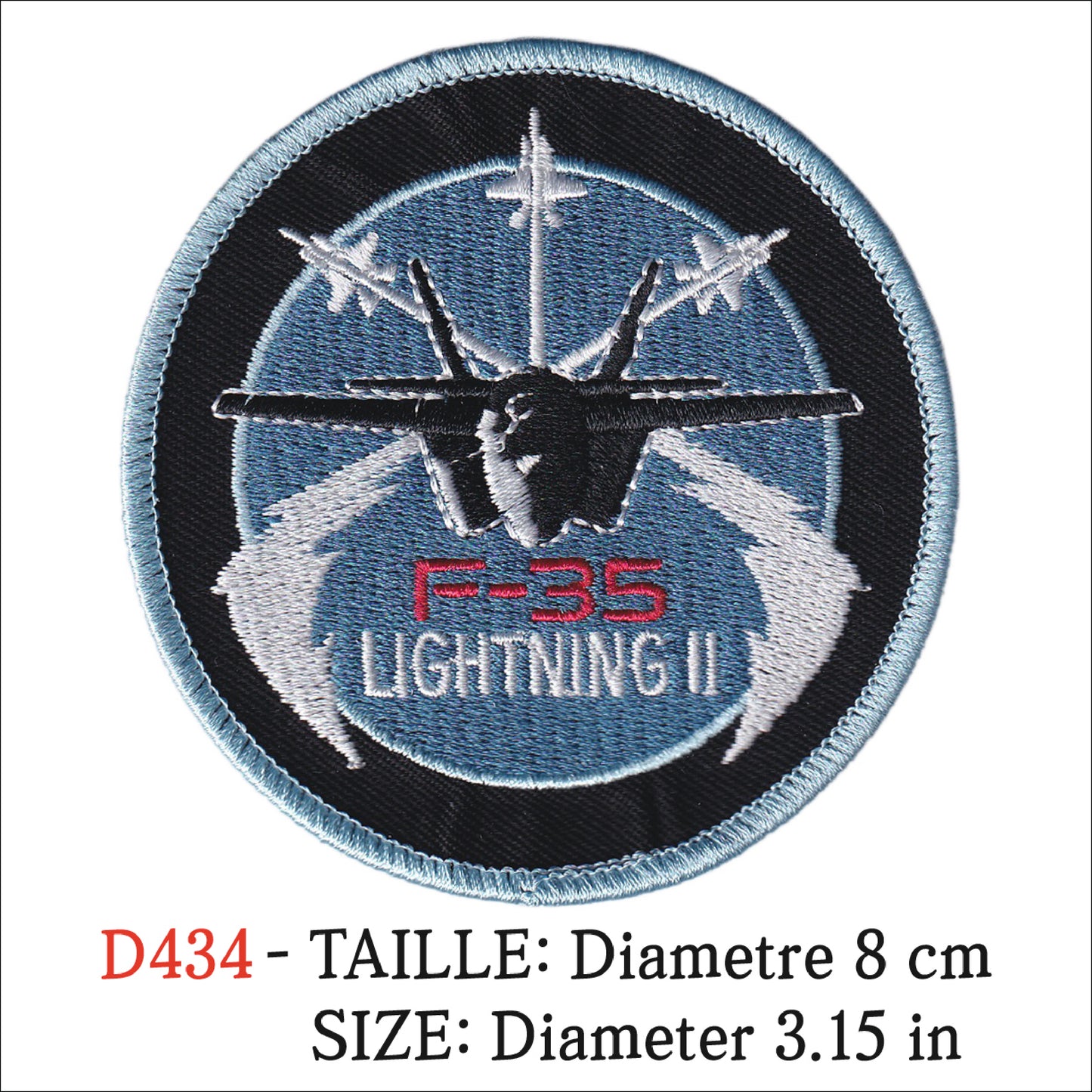MAXIMUMPATCHES - Ecusson Patch Brodé Thermocollant - Diametre 8 cm - Avion Armée Militaire F35