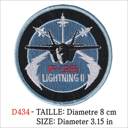 MAXIMUMPATCHES - Ecusson Patch Brodé Thermocollant - Diametre 8 cm - Avion Armée Militaire F35
