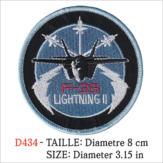 MAXIMUMPATCHES - Ecusson Patch Brodé Thermocollant - Diametre 8 cm - Avion Armée Militaire F35