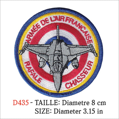 MAXIMUMPATCHES - Ecusson Patch Brodé Thermocollant - Diametre 8 cm - Avion Chasse Rafale Militaire Armée France