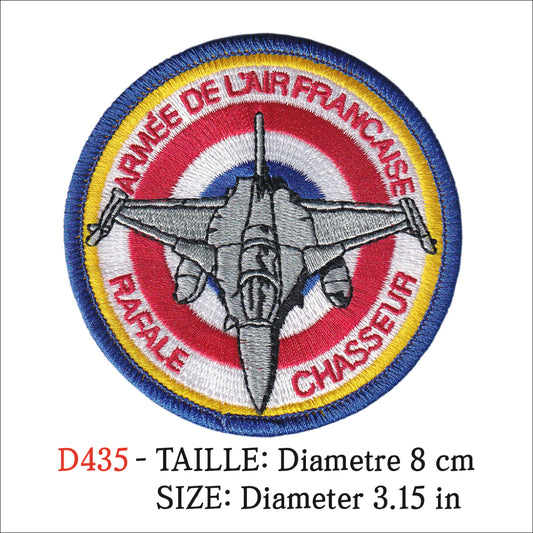 MAXIMUMPATCHES - Ecusson Patch Brodé Thermocollant - Diametre 8 cm - Avion Chasse Rafale Militaire Armée France