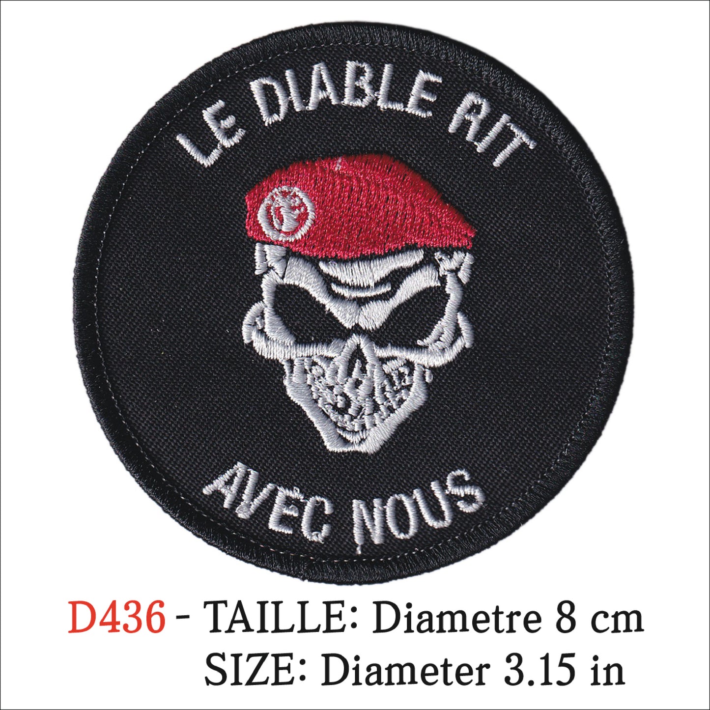 MAXIMUMPATCHES - Ecusson Patch Brodé Thermocollant - Diametre 8 cm - Armée Militaire Diable Rit Avec Nous