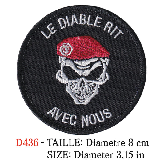MAXIMUMPATCHES - Ecusson Patch Brodé Thermocollant - Diametre 8 cm - Armée Militaire Diable Rit Avec Nous