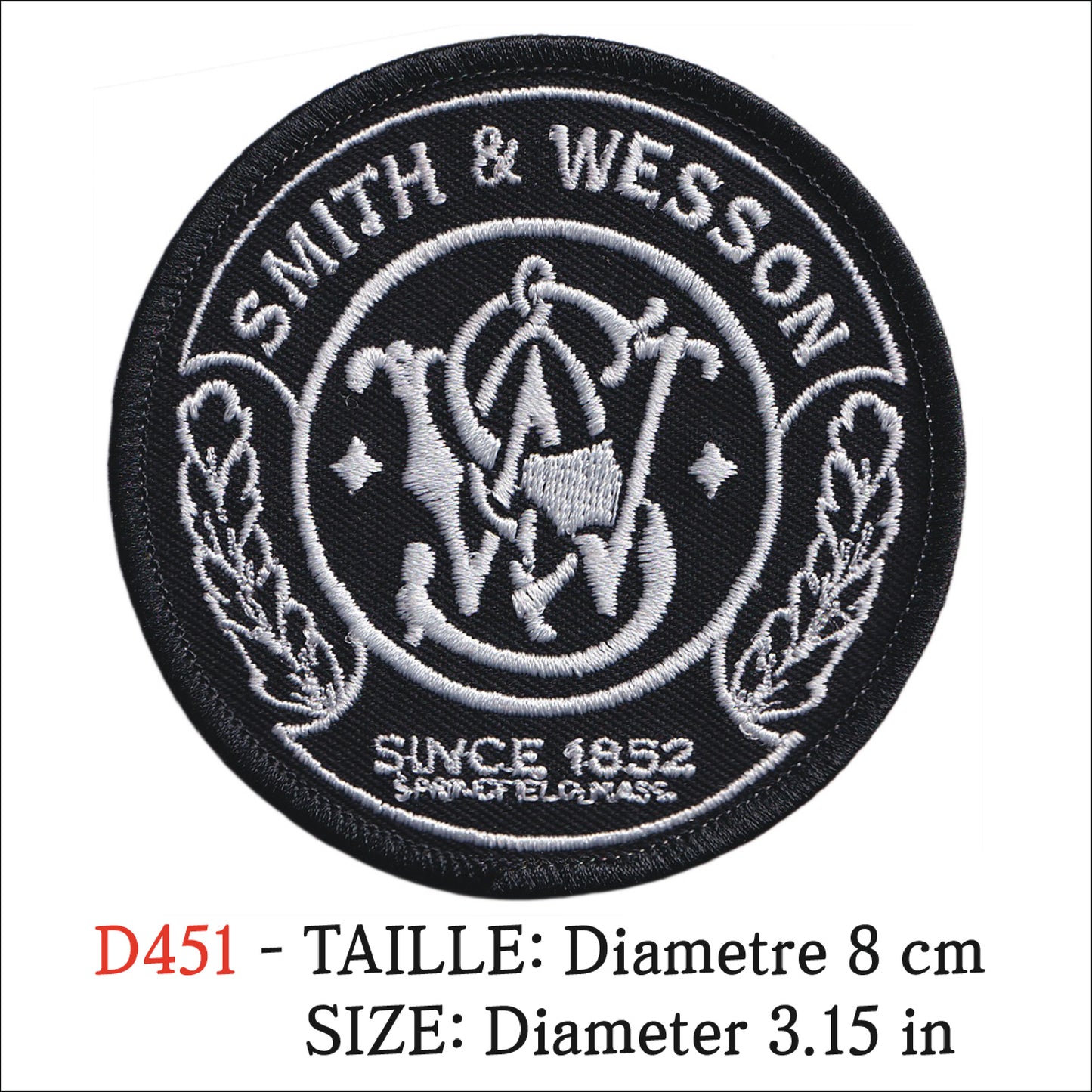 MAXIMUMPATCHES - Ecusson Patch Brodé Thermocollant - Diametre 8 cm - Tir Chasse Armée Militaire Airsoft Smith Wesson