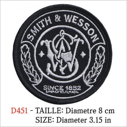 MAXIMUMPATCHES - Ecusson Patch Brodé Thermocollant - Diametre 8 cm - Tir Chasse Armée Militaire Airsoft Smith Wesson