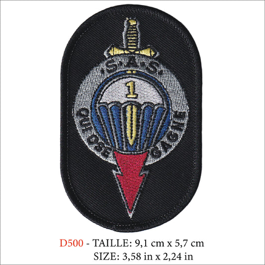 MAXIMUMPATCHES - Ecusson Patch Brodé Thermocollant - 9,1 cm x 5,7 cm - Sas Qui Ose Gagne Force Spéciale 1er Rpima Parachutiste Armée Militaire