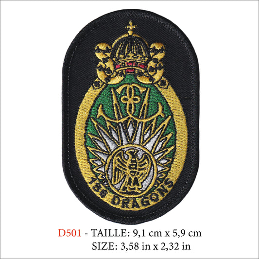 MAXIMUMPATCHES - Ecusson Patch Brodé Thermocollant - 9 cm x 6 cm - 13eme Régiment Dragons Parachutistes Armée Militaire Forces Spéciales Cos France Terre
