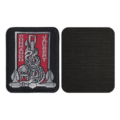MAXIMUMPATCHES - 8,2 cm x 6,8 cm - Ecusson Patch Brodé Avec Scratch Cousu Au Dos + Carré Scratch A Coudre, Face Opposé 10 cm x 10 cm/Commando Jaubert Marine Militaire Armée Sas