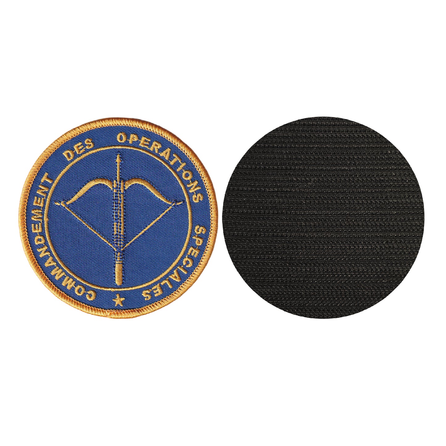MAXIMUMPATCHES - Diamètre 8 cm - Ecusson Patch Brodé Avec Scratch Cousu Au Dos + Carré Scratch A Coudre, Face Opposé 10 cm x 10 cm/Commando Marine Militaire Armée Force Spéciale