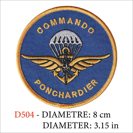 MAXIMUMPATCHES - Ecusson Patch Brodé Thermocollant - Diamètre 8 cm - Commando Ponchardier Marine Nationale France Cos Forces Spéciales Armée Militaire