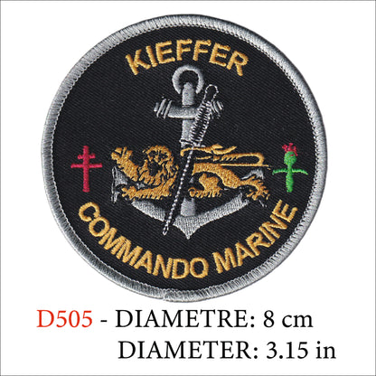 MAXIMUMPATCHES - Ecusson Patch Brodé Thermocollant - Diamètre 8 cm - Commando Marine Kieffer Force Spéciale Cos Marine Nationale France