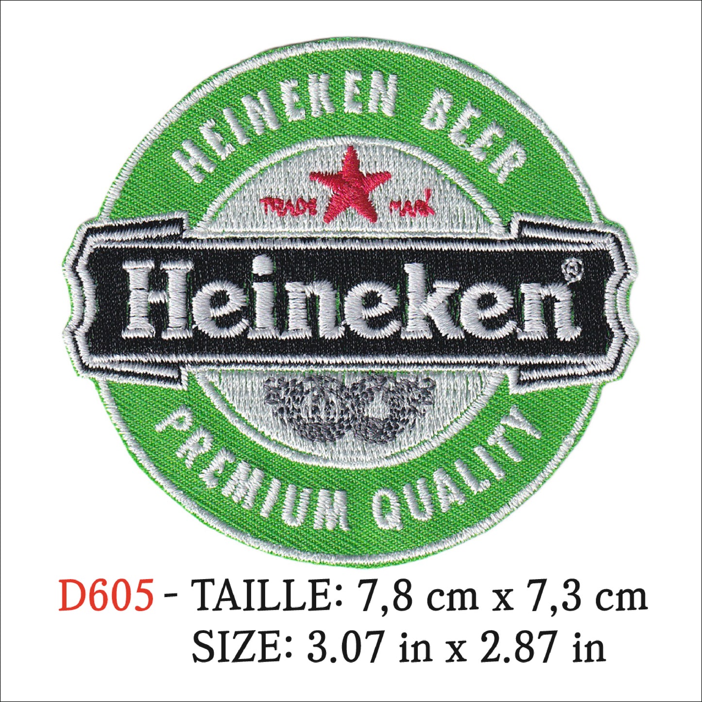 MAXIMUMPATCHES - Ecusson Patch Brodé Thermocollant - 7,8 cm x 7,3 cm - Bière Beer heineken