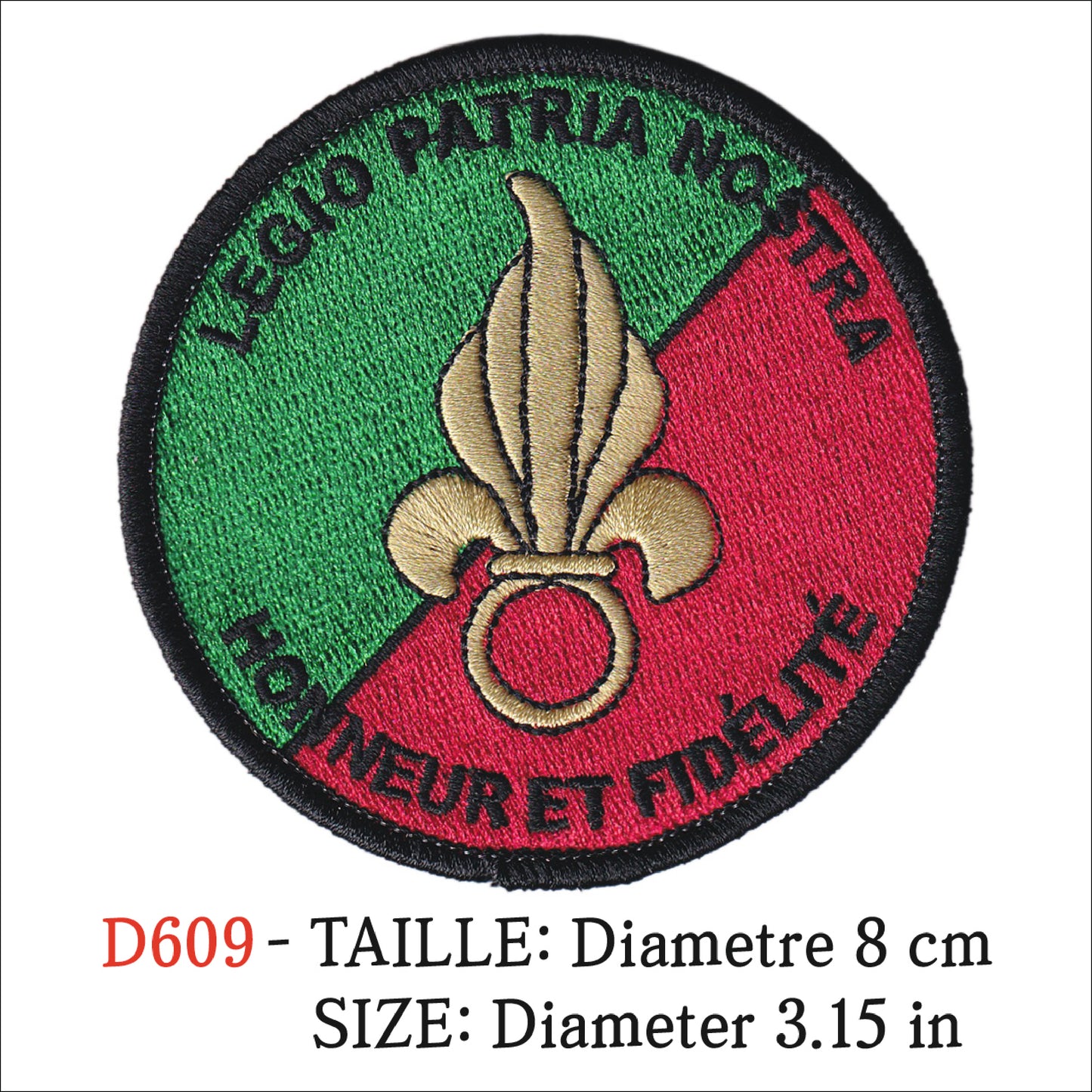 MAXIMUMPATCHES - Ecusson Patch Brodé Thermocollant - Diamètre 8 cm - Légion Etrangère Militaire Armée