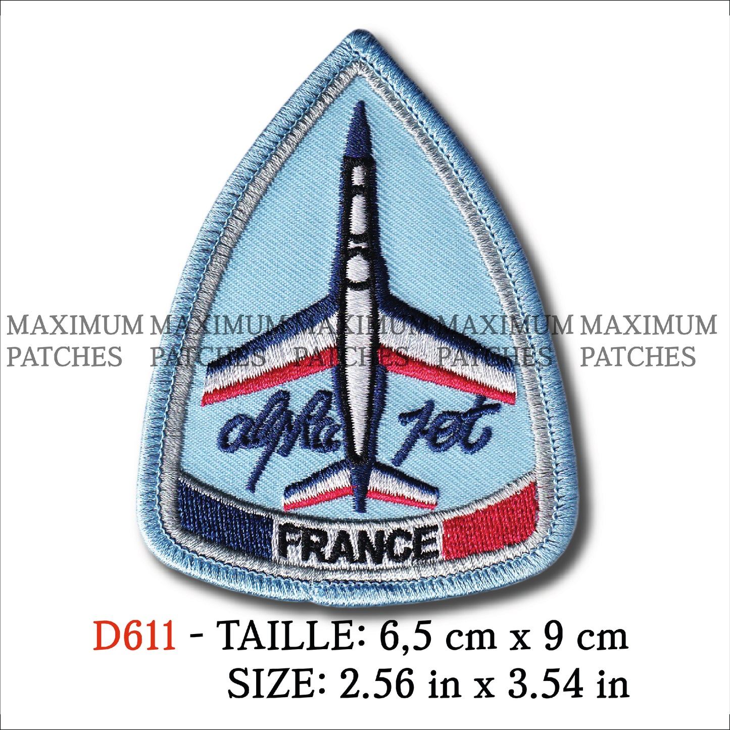 MAXIMUMPATCHES - Ecusson Patch Brodé Thermocollant - 6,5 cm x 8,5 cm - Breguet Alpha Jet Avion Aviation Armée Militaire