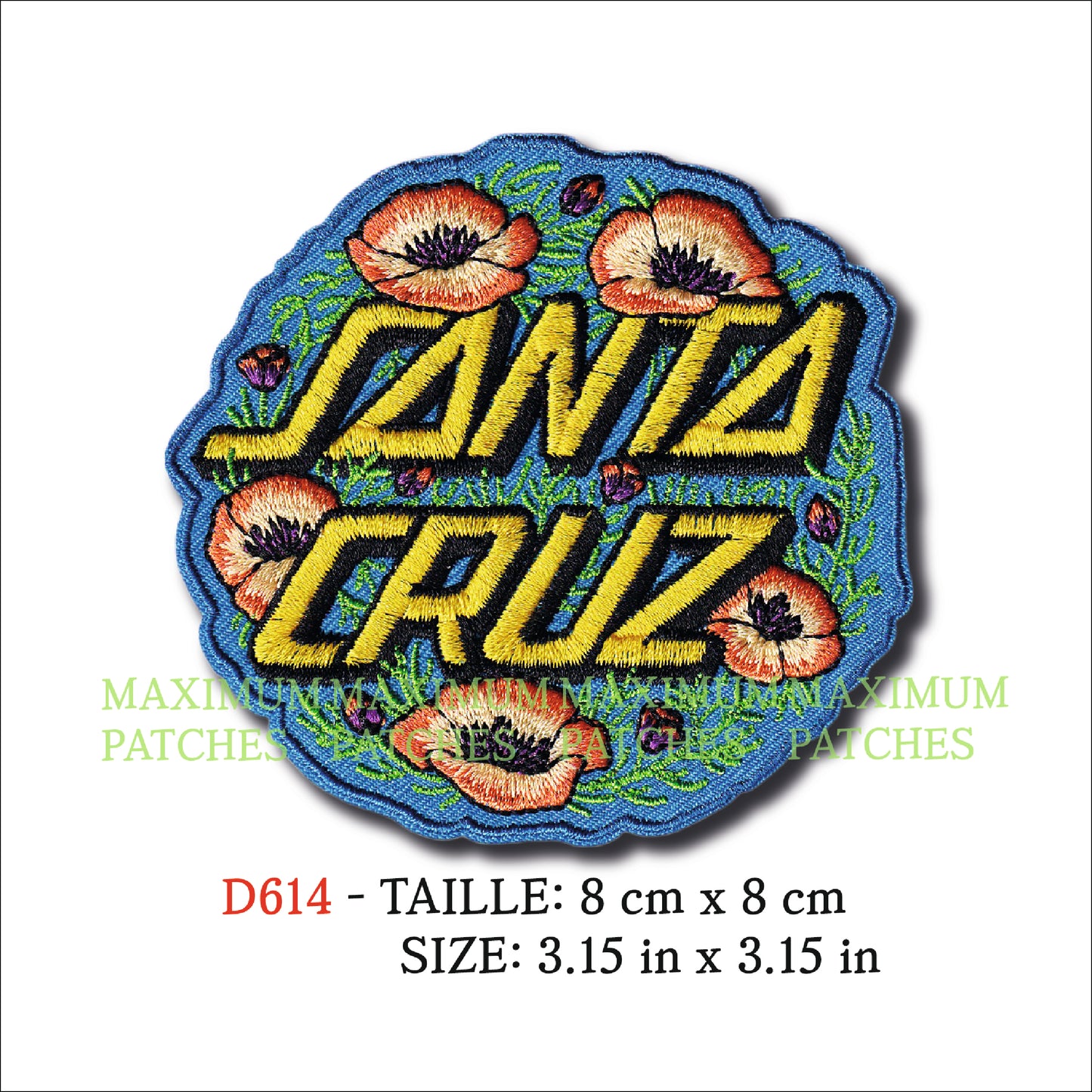 MAXIMUMPATCHES - Ecusson Patch Brodé Thermocollant - Diamètre 8 centimètres - Skate Surf