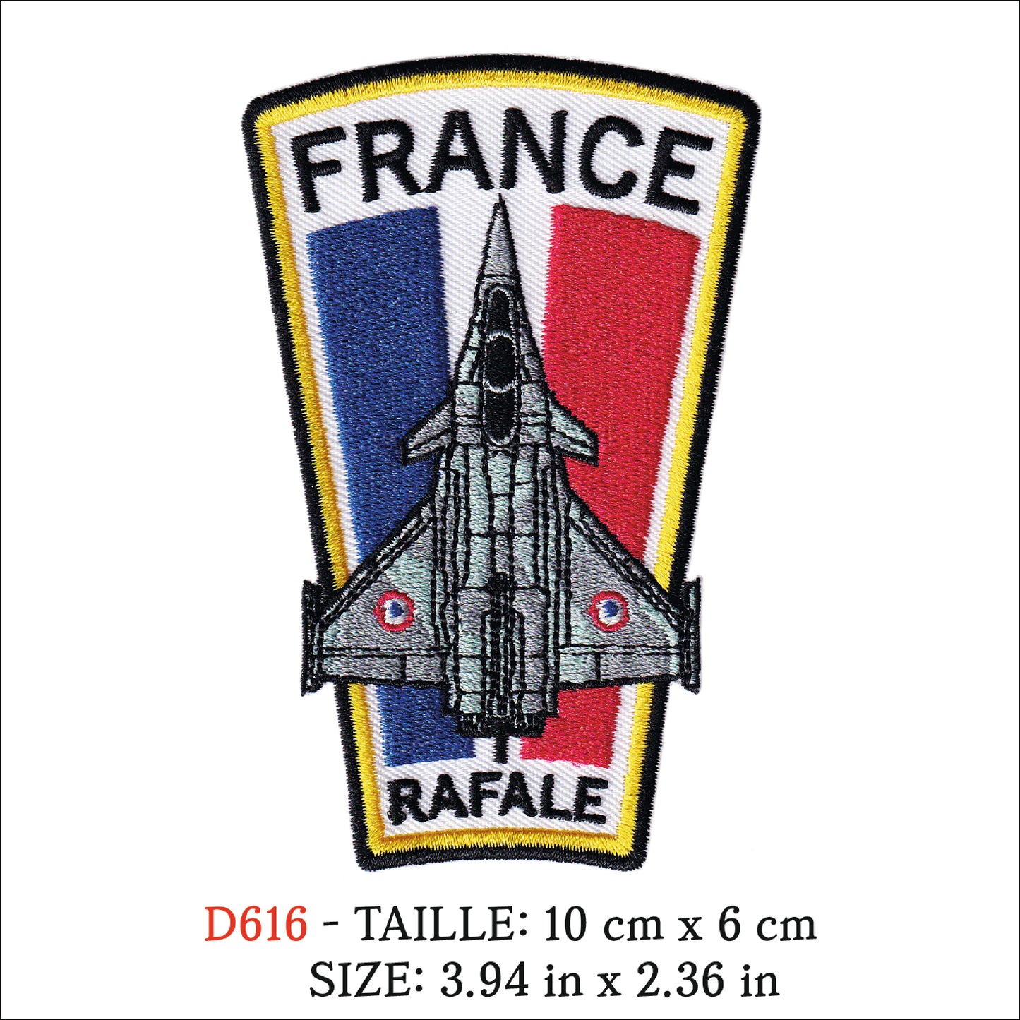 MAXIMUMPATCHES - Ecusson Patch Brodé Thermocollant - 10 cm x 6,5 cm - Rafale Avion Chasse Militaire Armée France