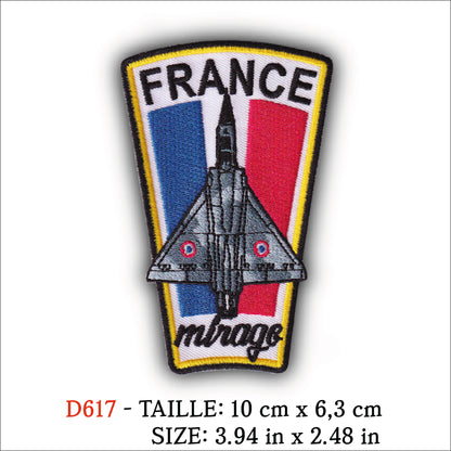 MAXIMUMPATCHES - Ecusson Patch Brodé Thermocollant - 10 cm x 6,3 cm - Avion Mirage Armée Militaire France