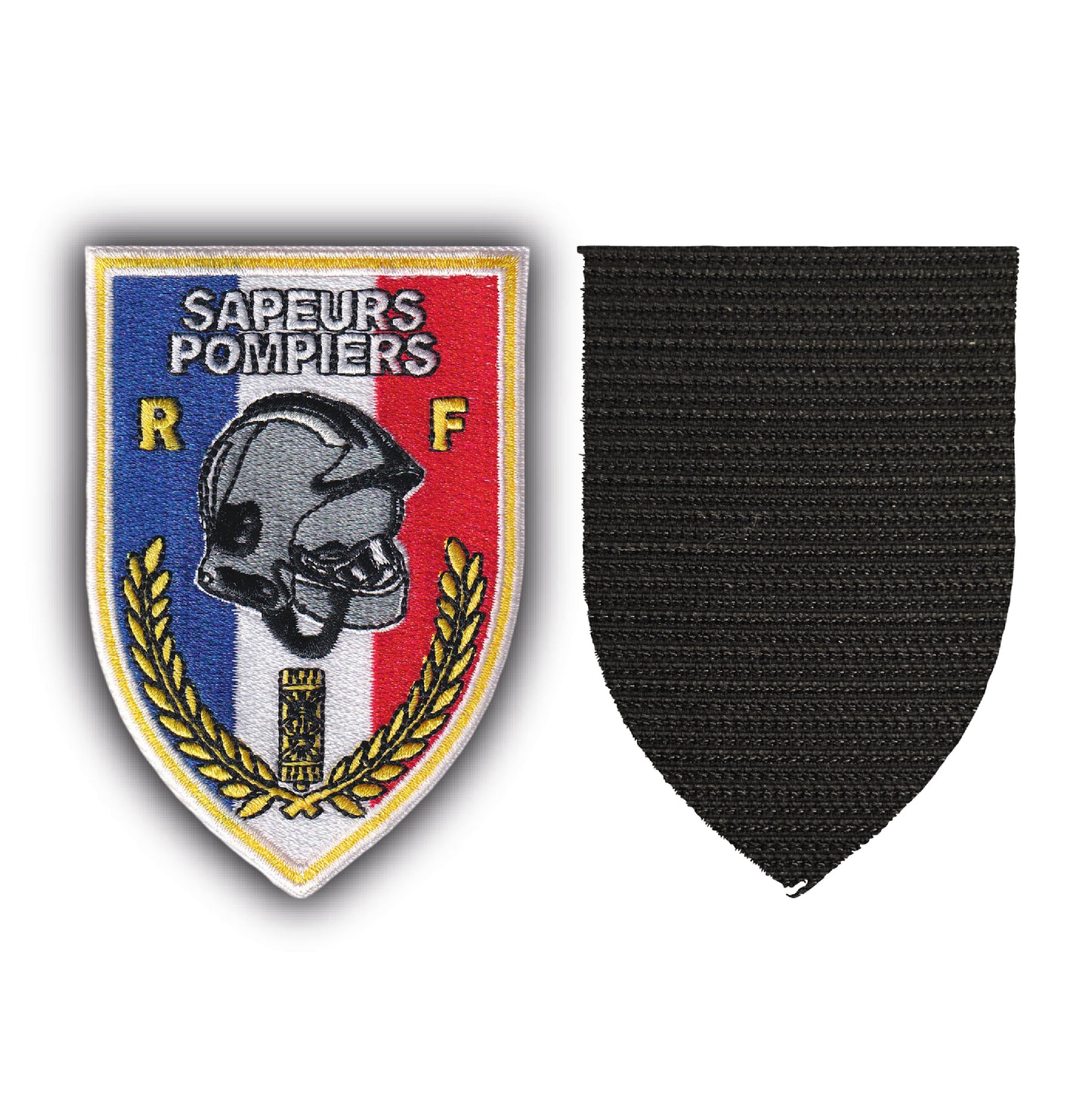 MAXIMUMPATCHES - Dimension 9 cm x 6 cm - Ecusson Patch Brodé Avec Scratch Cousu Au Dos + Carré Scratch A Coudre, Face Opposé Offerte, Sapeurs Pompiers
