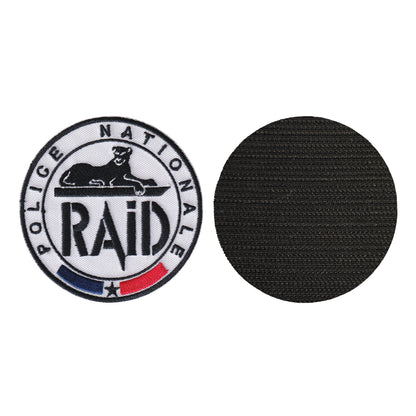 MAXIMUMPATCHES - Diamètre: 8 cm - Ecusson Patch Brodé Avec Scratch Cousu Au Dos + Carré Scratch A Coudre, Face Opposé Offerte, Police nationale Collection Cosplay Airsoft Déguisement