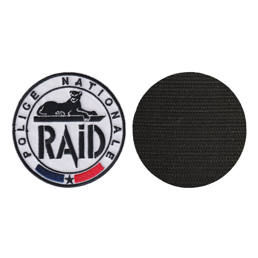 MAXIMUMPATCHES - Diamètre: 8 cm - Ecusson Patch Brodé Avec Scratch Cousu Au Dos + Carré Scratch A Coudre, Face Opposé Offerte, Police nationale Collection Cosplay Airsoft Déguisement
