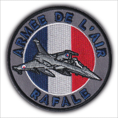 MAXIMUMPATCHES - Ecusson Patch Brodé Thermocollant - Diamètre 8 cm - Rafale Avion Chasse France Militaire Armée Air Marine