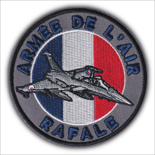MAXIMUMPATCHES - Ecusson Patch Brodé Thermocollant - Diamètre 8 cm - Rafale Avion Chasse France Militaire Armée Air Marine