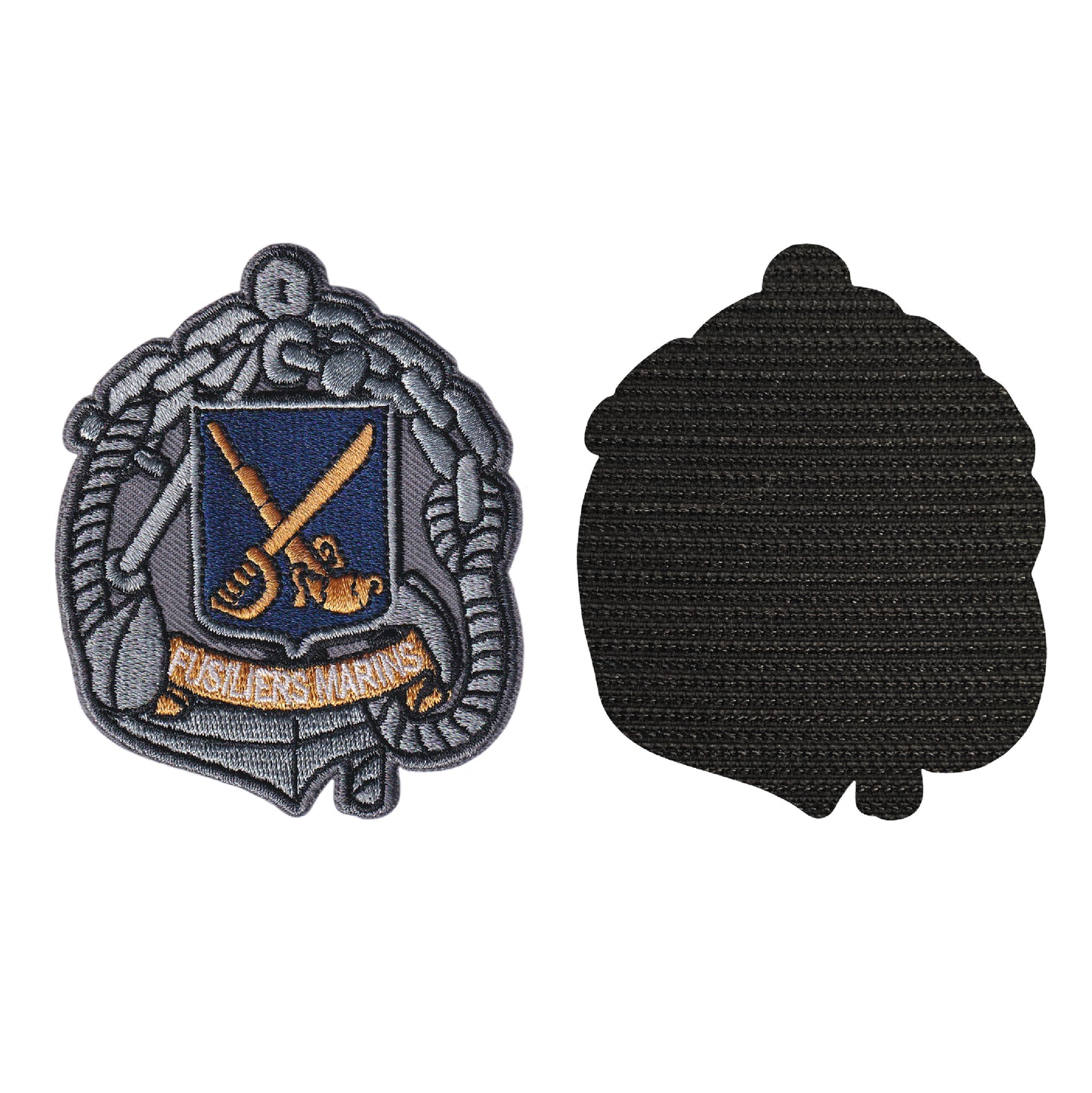 MAXIMUMPATCHES - Dimension: 8 cm x 6,6 cm - Ecusson Patch Brodé Avec Scratch Cousu Au Dos + Carré Scratch A Coudre, Face Opposé Offerte, fusiliers marins militaire mer armée