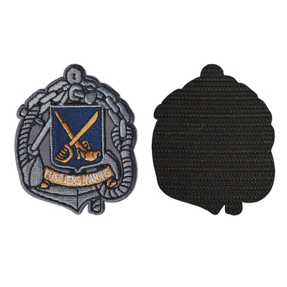 MAXIMUMPATCHES - Dimension: 8 cm x 6,6 cm - Ecusson Patch Brodé Avec Scratch Cousu Au Dos + Carré Scratch A Coudre, Face Opposé Offerte, fusiliers marins militaire mer armée