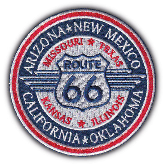 MAXIMUMPATCHES - Ecusson Patch Brodé Thermocollant - Diamètre 9 cm - Etats Usa Route California Arizona Kansas Missouri