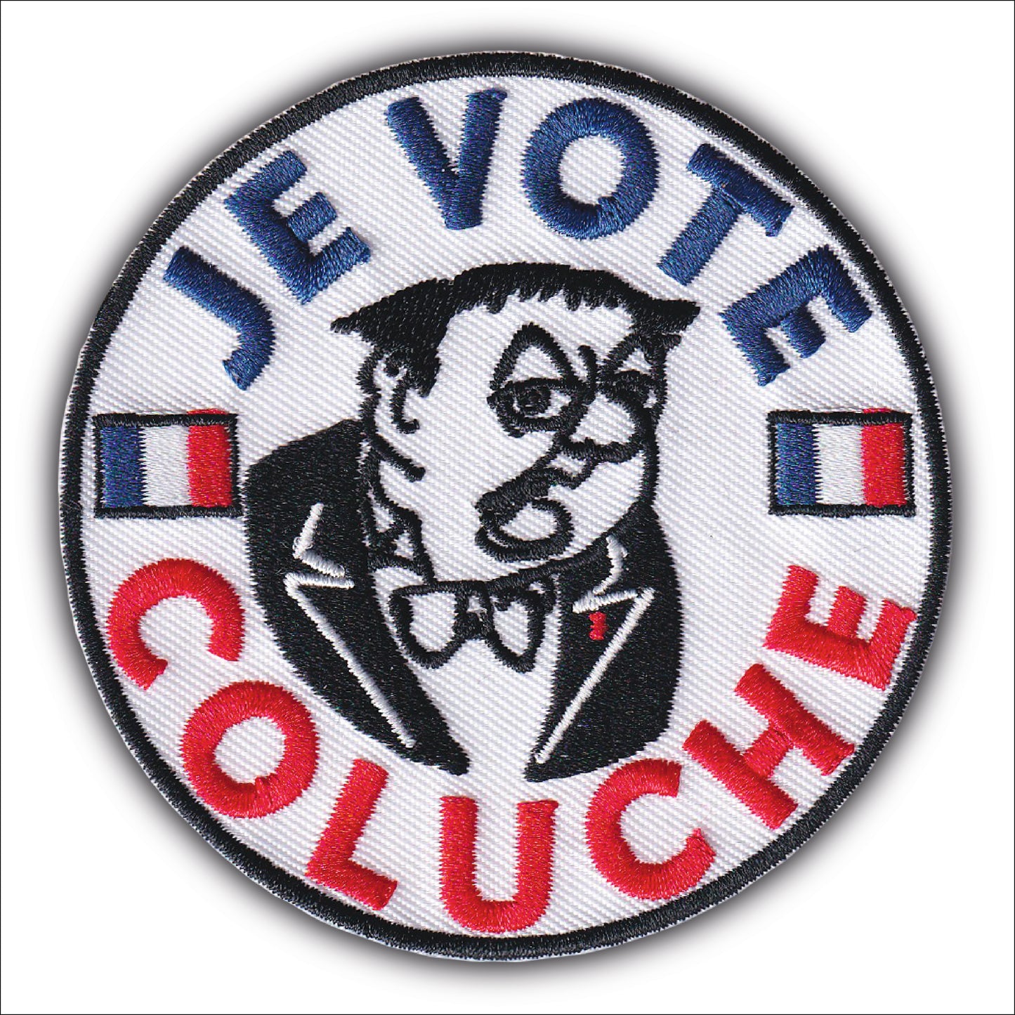 MAXIMUMPATCHES - Ecusson Patch Brodé Thermocollant - Diamètre: 8 cm - Je vote Coluche