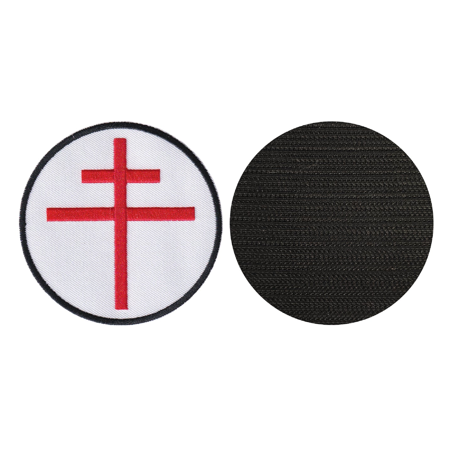 MAXIMUMPATCHES - Diamètre: 8 cm - Ecusson Patch Brodé Avec Scratch Cousu Au Dos + Carré Scratch A Coudre, Face Opposé 10 cm x 10 cm Offert/Cocarde France Libre Air